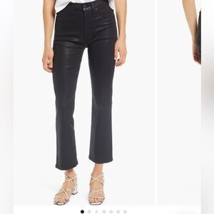 7 for Mankind Black Coated High Waist Crop Flare Jeans